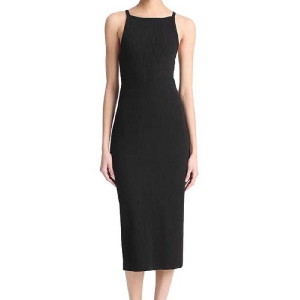 Vince Ribbed High Neck Tank Dress